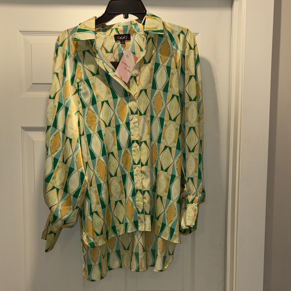 Colorful Geometric Patterned Blouse